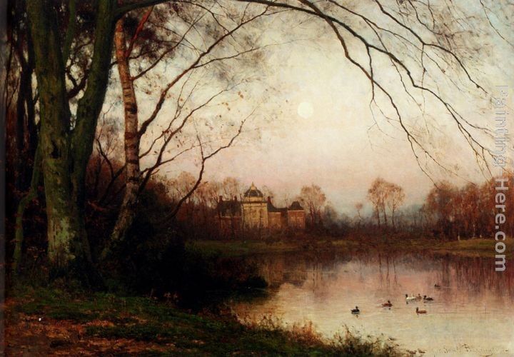 Julius Jacobus Van De Sande Bakhuyzen A Woodland With Ducks In A Pond